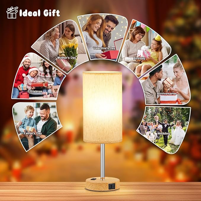 17.4Inches Tall Touch Bedside Table Lamps Set - Image 8