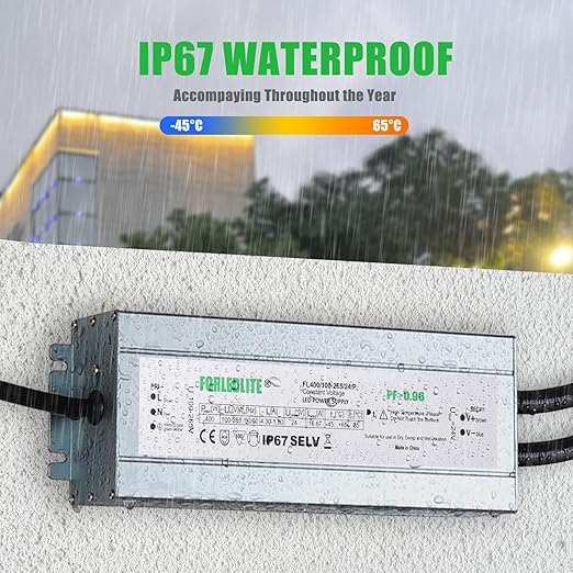 Wide Input 100~265V AC to DC 24V 400W Output IP67 Waterproof Constant Low - Image 2