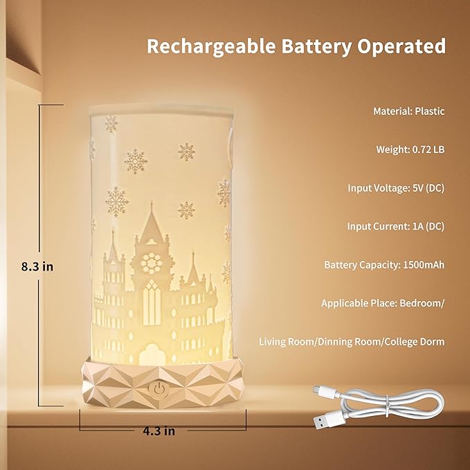 Indoor Battery Operated Table Lamp, 1500mAh Rechargeable Bedside Lamp 3 Color - Image 6