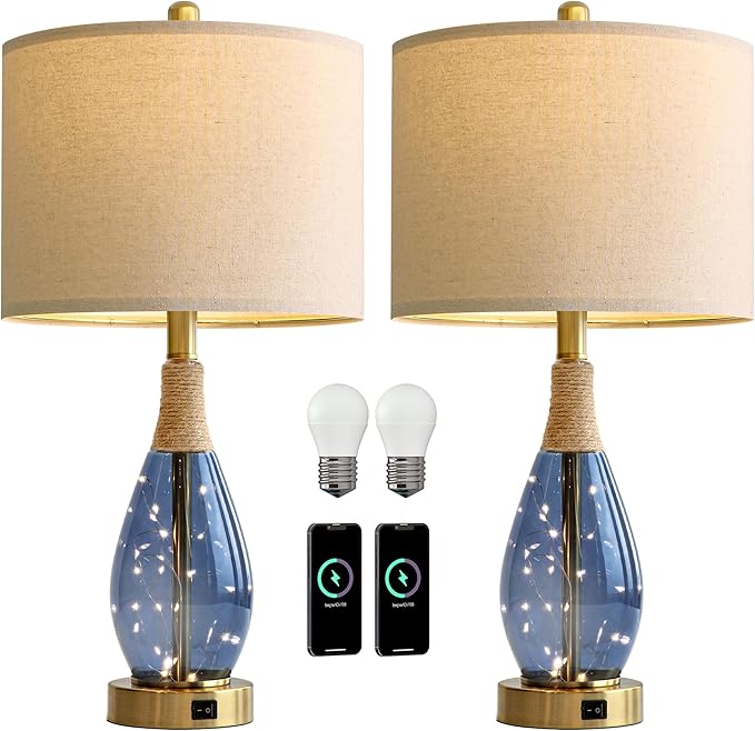 OYEARS 23" Table Lamps for Living Room Set of 2 Bedside Lamps for Night Stands - Image 9