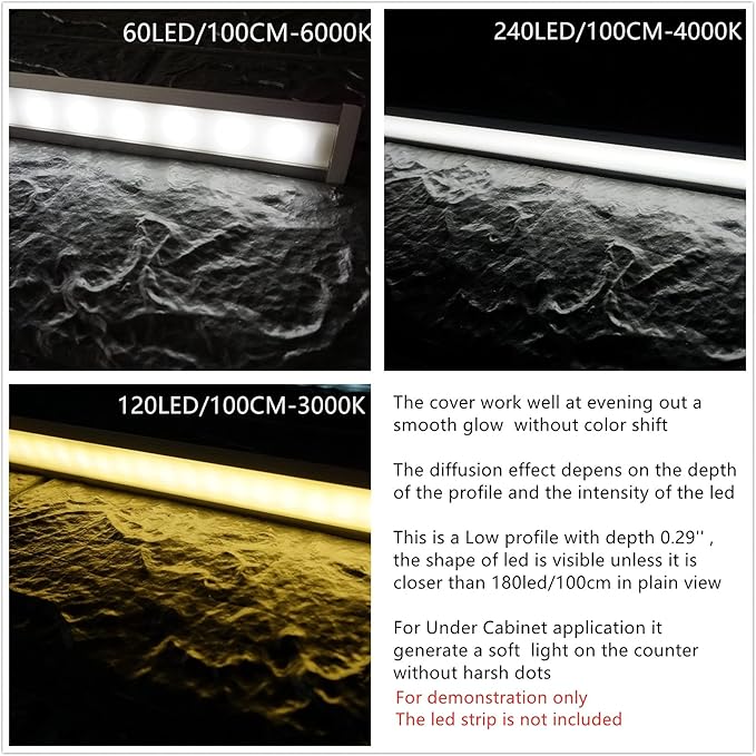 Recessed LED Strip Channel Diffuser 10-Pack 6.56FT, 23.5X7MM LED Tape Aluminum - Image 7