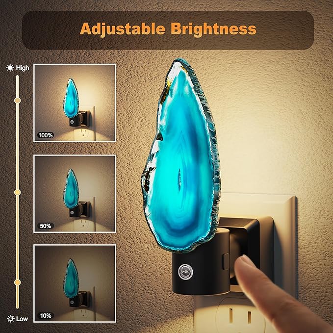 JandCase Night Lights Plug into Wall, Agate Night Light, 2 Pack Dimmable Night - Image 4