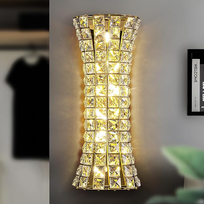 Crystal Wall Sconces, Modern Wall Light Fixtures, Luxury Indoor Gold Wall Lamp by KaiyuanLight