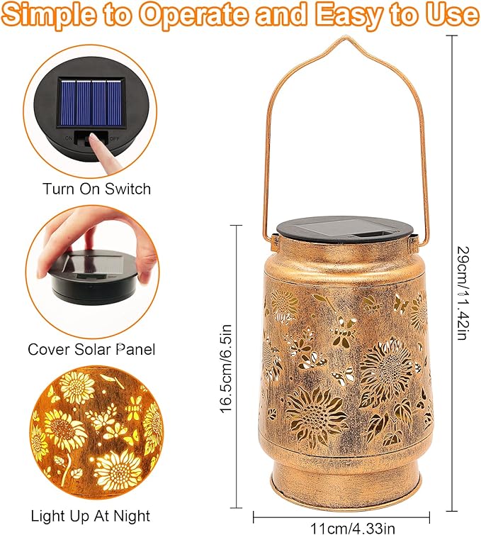 2 Pack Sunflower Solar Lanterns Garden Decor, Christmas Gifts - Image 5