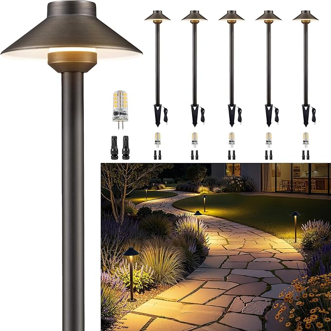 Gardenreet Low Voltage Landscape Sidewalk Lighting, Solid Brass Pathlights by Gardenreet