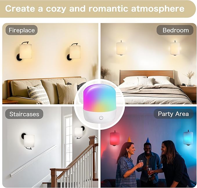 Rechargeable Battery Operated Wall Sconces Set of 2, Wireless Wall Lights - Image 4