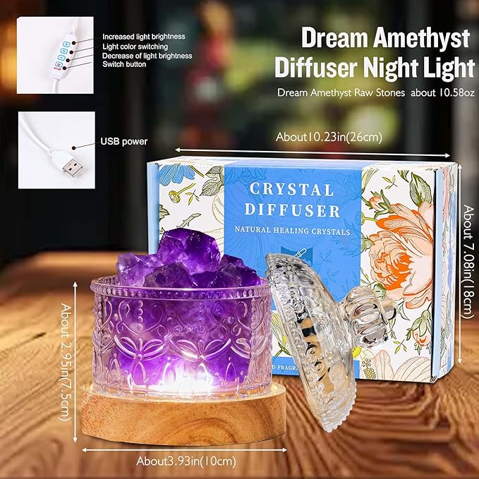Runyangshi Amethyst Crystal Lamp Night Light - Image 4