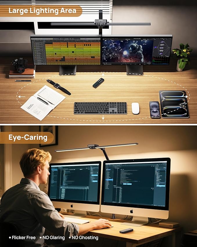 TROND LED Desk Lamp with Clamp, 29.55'' Tall Desk Light with Remote, 1500LM - Image 3