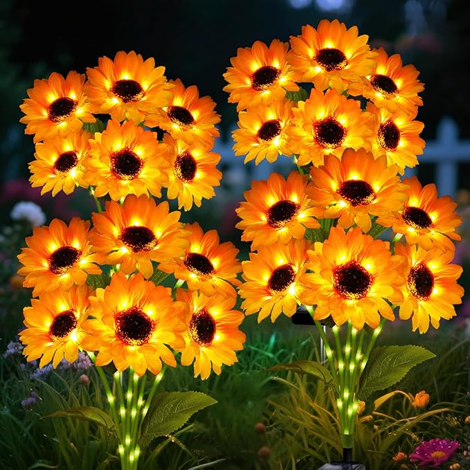 Solar Garden Lights Outdoor, 4 Pack Sunflower Lights by ANGMLN