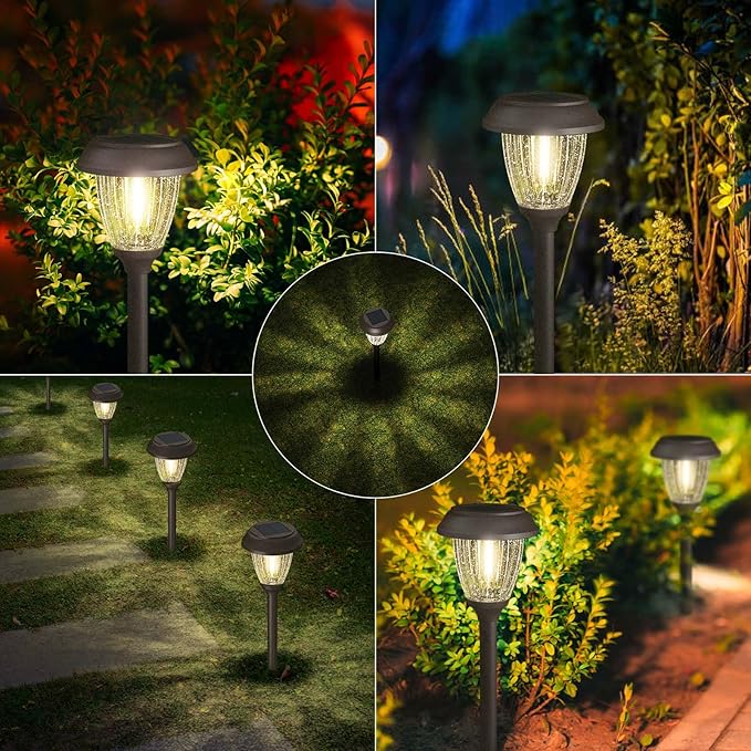 XMCOSY+ Solar Pathway Lights Outdoor, Glass & Stainless Steel Garden Lights - Image 8