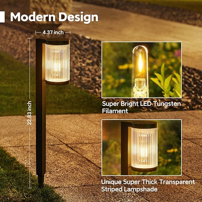 Solar Pathway Lights Outdoor, 4 Pack Upgraded Outdoor Solar Lights - Image 2