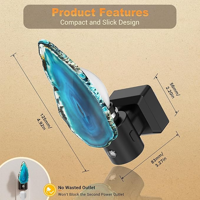 JandCase Night Lights Plug into Wall: Agate Night Light, Dimmable Night Light - Image 5