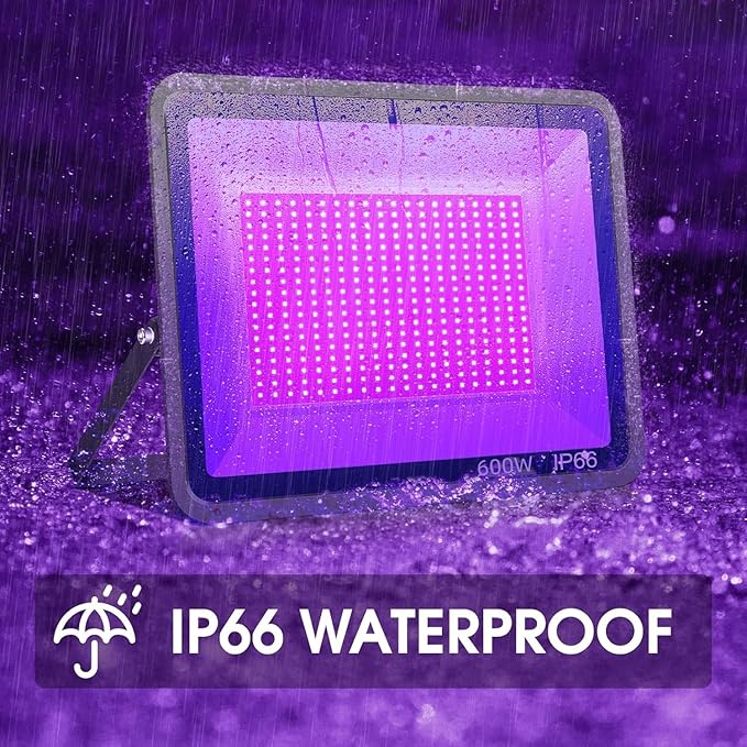 600W 4 Pack LED Black Light, 395nm to 405nm LED UV Blacklight, IP66 Waterproof - Image 2
