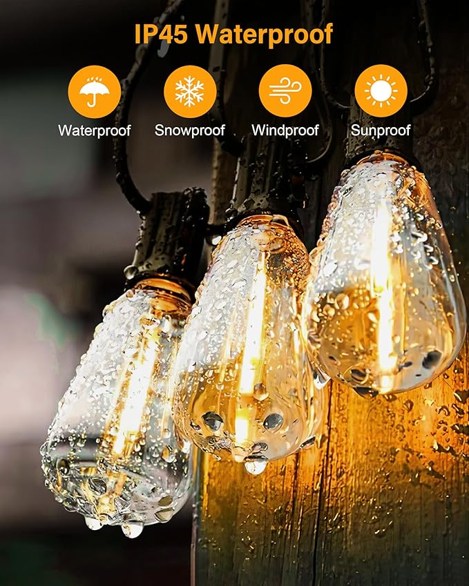 Outdoor String Lights Waterproof, 50FT Patio Lights - Image 2
