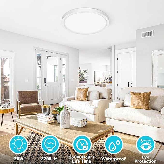 libtit 12 inch Flush Mount LED Ceiling Light Fixture, 3000K 4000K 6500K - Image 2
