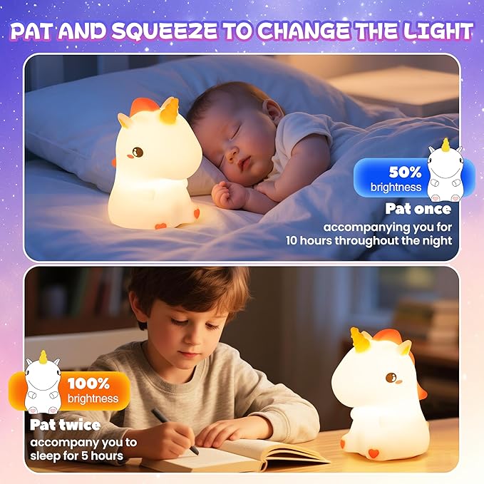 Night Light for Kids, Rechargeable Dimmable Silicone LED Nightlight - Image 5