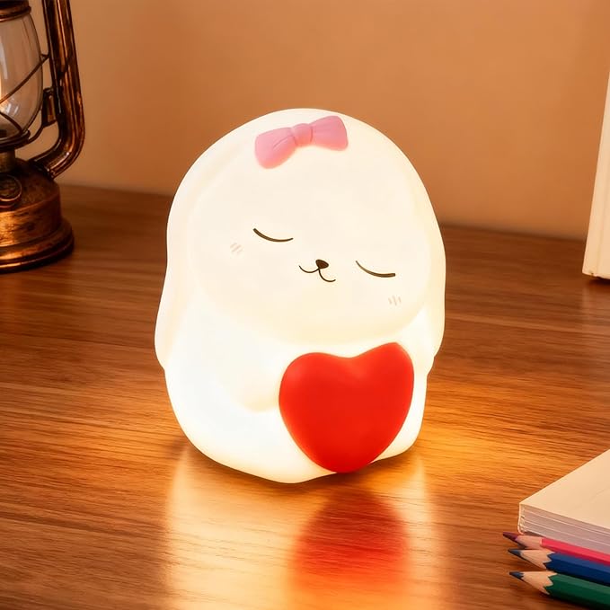 Big Face Rabbit Silicone Night Light, Touch-Controlled Squishy Light Up Animal by Unknown