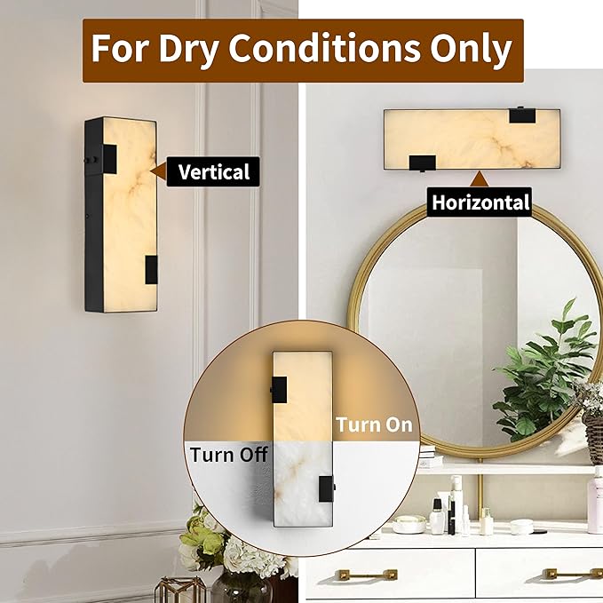 Modern Alabaster Wall Sconce 14.17” Black Frame - Image 5