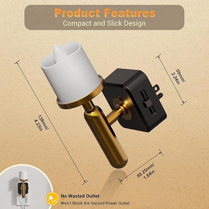 JandCase Candle Night Light, 2 Pack Night Lights Plug into Wall, 3000K Soft - Image 4
