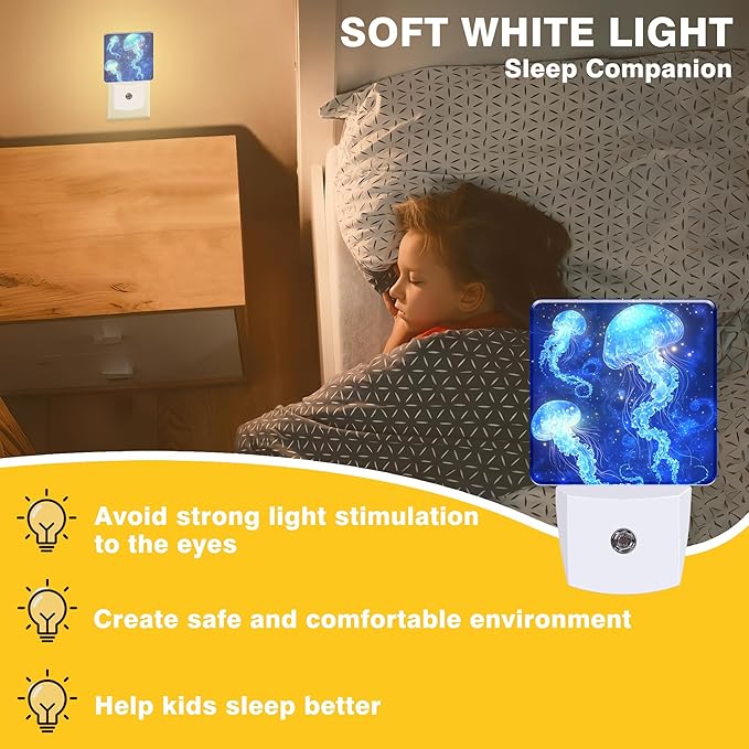 Night Light Magic Glowing Jellyfish Night Lights Plug into Wall Smart Dusk to - Image 3