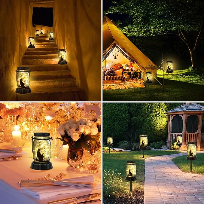 Styleonme Decor Mobile Outdoor Solar Lanterns, Cat & Butterfly Fairy Lights - Image 3