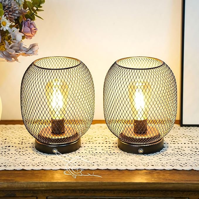 JHY DESIGN Dimmable Touch Lamp Set of 2 Bedside Table Lamp Rechargeable Battery - Image 8