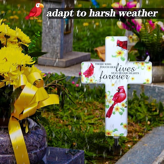 Yousoontic Cardinal Grave Solar Cross Lights Outdoor Memorial Garden Stake - Image 4