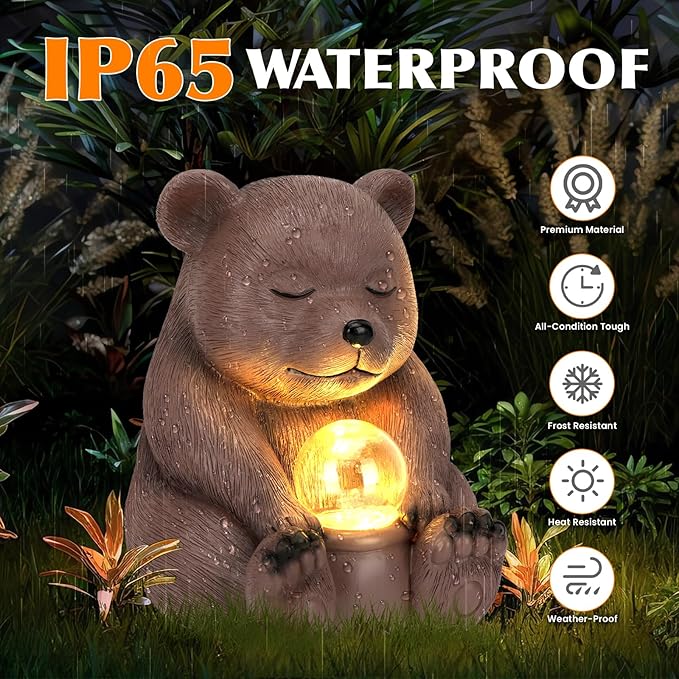 Solar Bear Statue for Outdoor, Garden Decor - Image 2