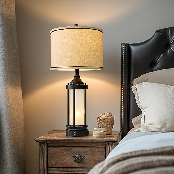 25'' Table Lamps for Bedroom Living Room Lamps Set of 2 Farmhouse Nightstand - Image 5