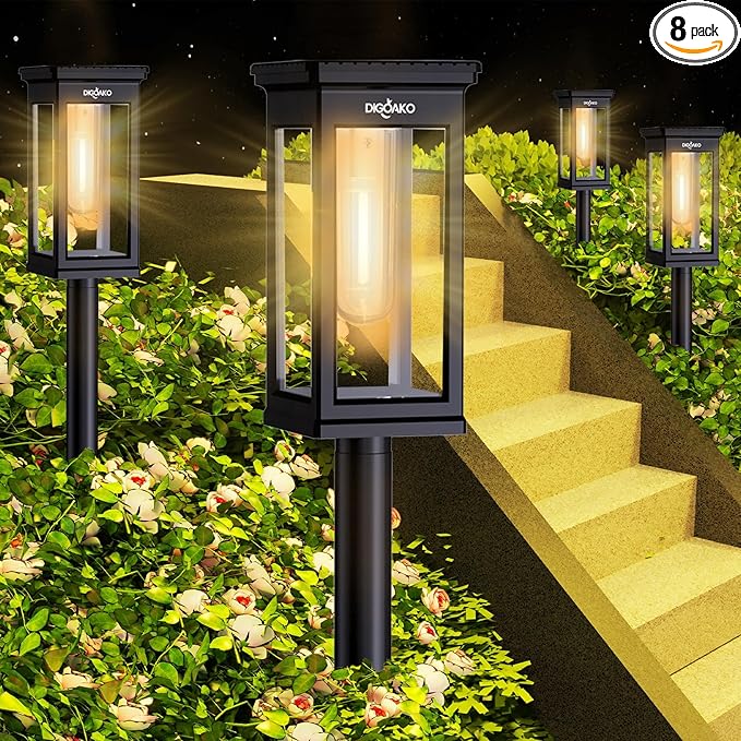 Solar Pathway Lights, 8 Pack Solar Lights Outdoor Waterproof IP65, Auto On/Off by DIGOAKO