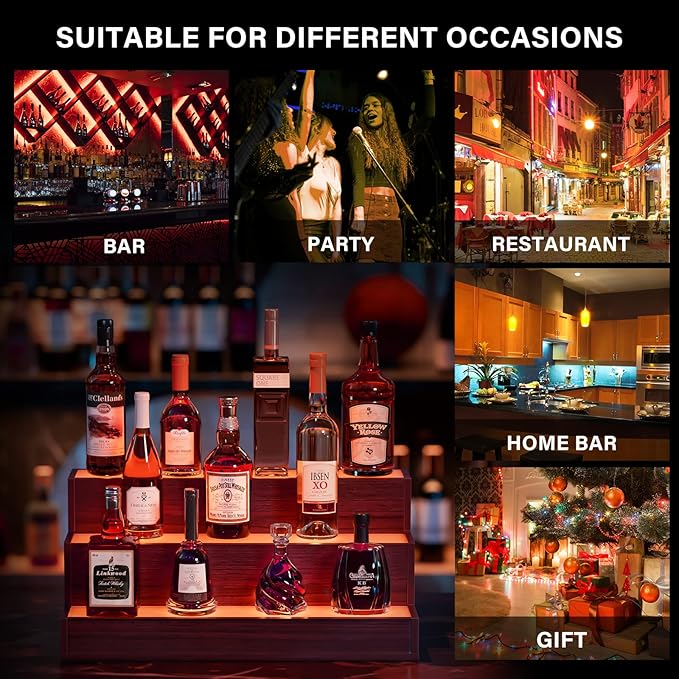 LED Lighted Liquor Bottle Display Shelf, 24 Inch Bar Display Shelf - Image 7