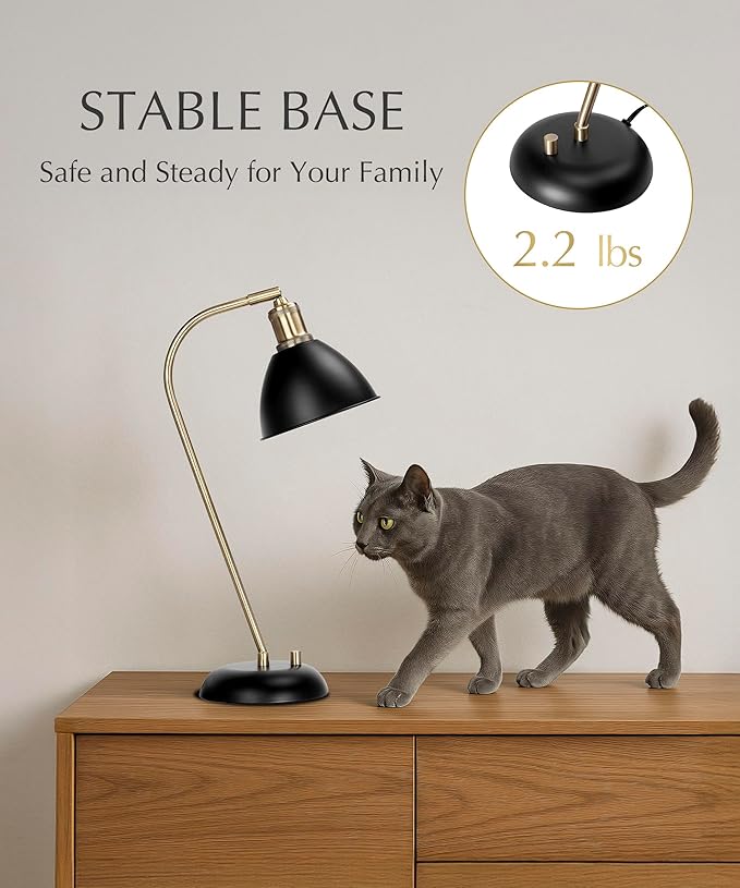 HarvestLand Halo Black and Brass Desk Lamp – Adjustable Desk Lamp - Image 4