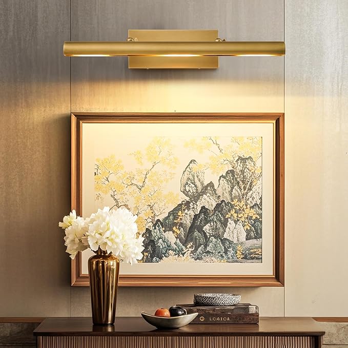 Art Picture Frame Wall Light: 24" Glod Dimmable Vintage Artwork Brass Painting - Image 2