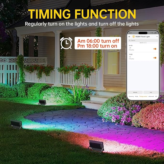 LED Flood Light Outdoor, 30W RGB Color Changing Smart Floodlights 2700K 3000LM - Image 6