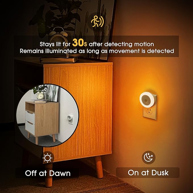 Briignite Motion Sensor Night Light Orange, Night Lights Plug into Wall - Image 4