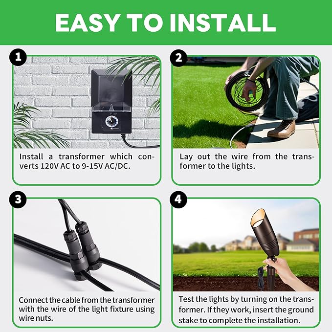 Landscape Light Kit, 6 Pack 3CCT Selectable Spot Light and 100W Low Voltage - Image 7