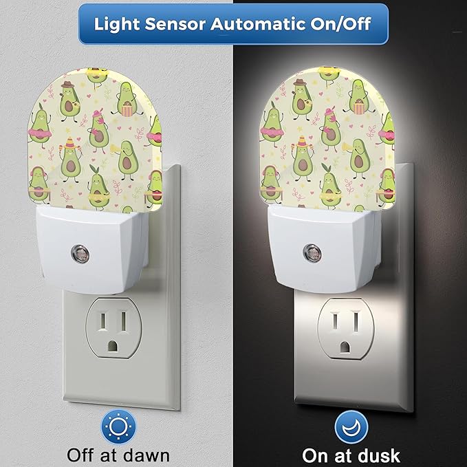 Night Light, Cute Kawaii Avocado Night Lights Plug Into Wall Smart Sensor Night - Image 3