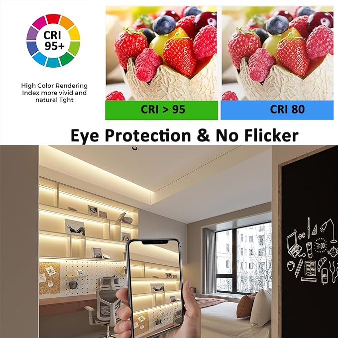 JOYLIT 24V COB LED Strip Lights 3000K Warm White Dual Row 16.4ft 920LM/FT Ultra - Image 5