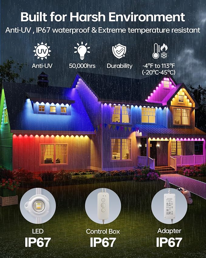 ASAHOM AI Permanent Outdoor Lights S107C, 150FT - Image 8