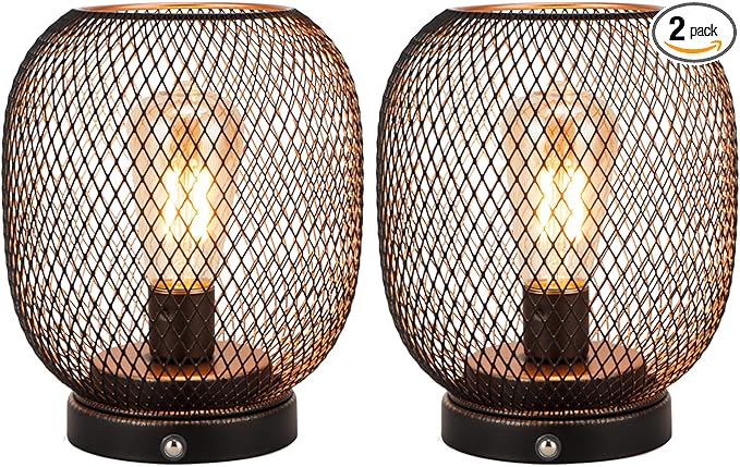 JHY DESIGN Dimmable Touch Lamp Set of 2 Bedside Table Lamp Rechargeable Battery by JHYDESIGN