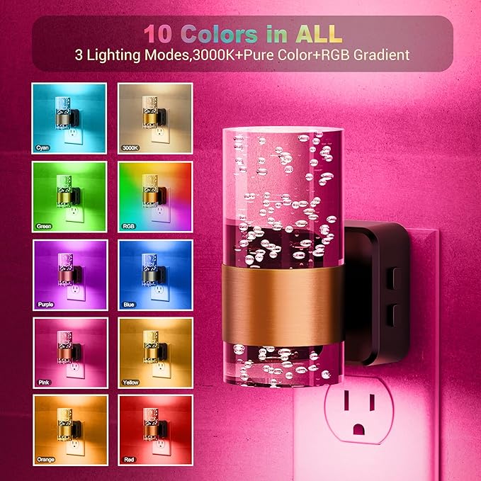 JandCase Night Lights Plug into Wall, Color Changing Night Light - Image 2