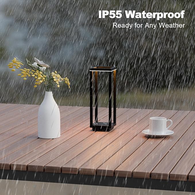 2 Pack Cordless Table Lamp Rechargeable, IP55 Waterproof, 60h Runtime Protable - Image 5