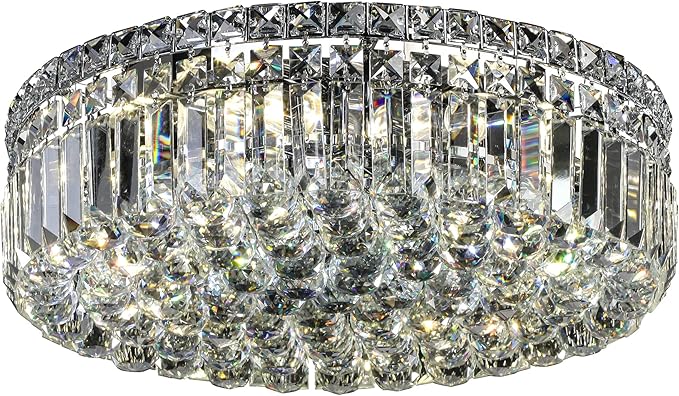 6-Lights Crystal Flush Mount Chandelier Light Fixture - Image 9