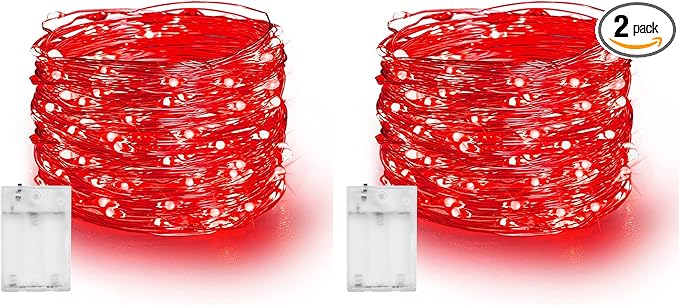 Dazzle Bright Fairy Lights Battery Operated, 2 Pack Total 40FT 120LED Silver by DazzleBright