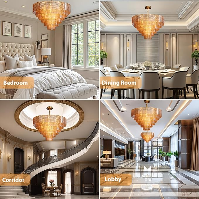 Large Chandelier, 18-Light Round Drum Kitchen Island Hanging Light - Image 4