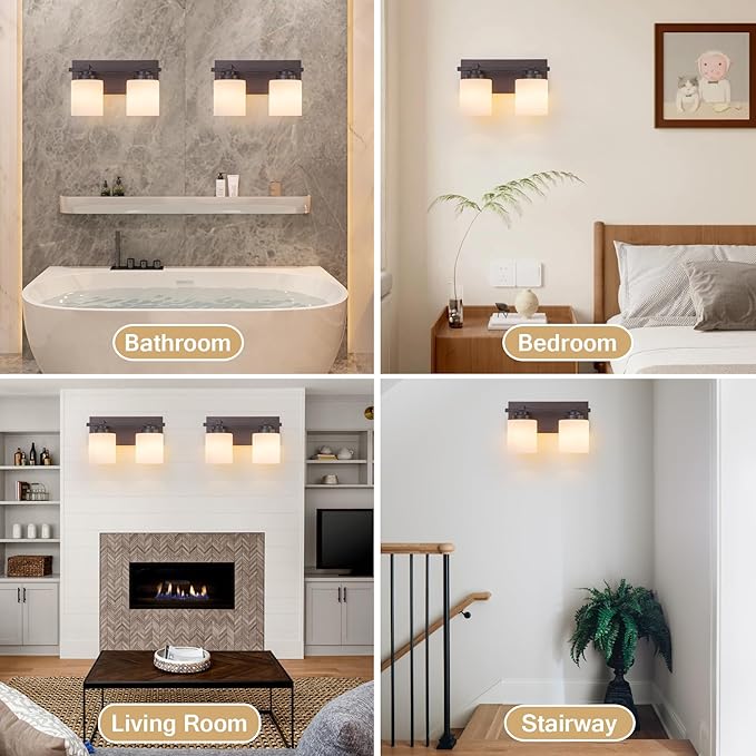 2 Light Modern Bathroom Light Fixtures Over Mirror, Bronze Finish Vanity Lights - Image 6