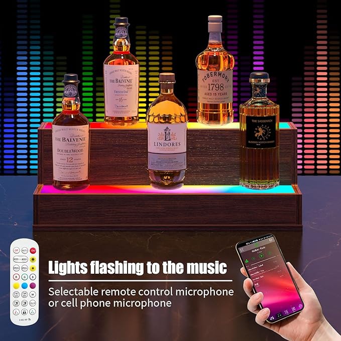 LED Lighted Bar Liquor Shelves, 20 Inch Bar Bottle Display Shelf - Image 3