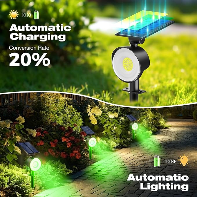 nipify 2 Pack Solar Spot Lights Outdoor Waterproof, Solar Spotlight Light - Image 4