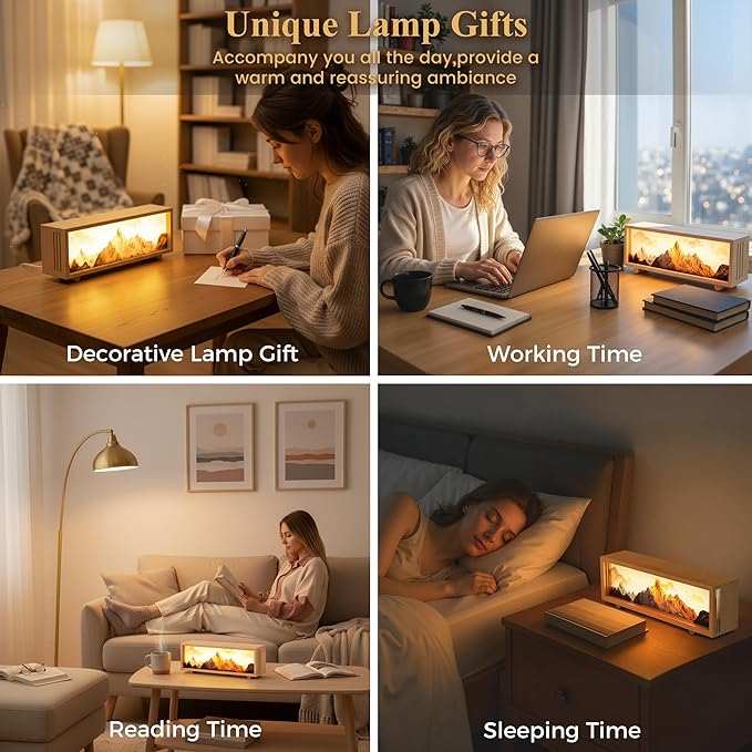 JOHOUSE Nature Decor Ambient Lamp-Inspired Unique Lamp– Mountain Scene Wooden - Image 2