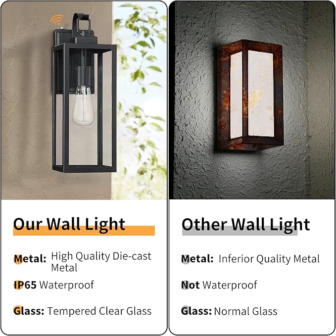 Pia Ricco Large Size Outdoor Wall Lights, Dusk to Dawn Matte Black Exterior - Image 6